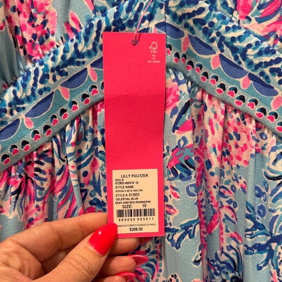 Lilly Pulitzer Blue and Pink Floral Dress 🆕 - Picture 2 of 7